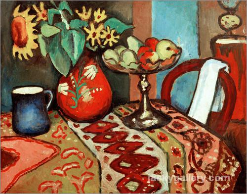 Still-life with sunflowers I, August Macke painting - Click Image to Close